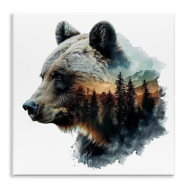Stupell Industries Bear Woodland Silhouette by LSR Design Studio Unframed Animal Graphic Art Print 12 in. x 12 in.