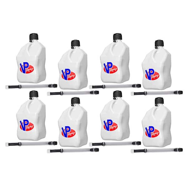 VP Racing 5.5 Gal Plastic Motorsport Racing Liquid Container Utility Jug, White (8 Pack)