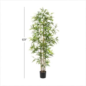 72 in. H Bamboo Artificial Tree with Realistic Leaves and Black Plastic Pot