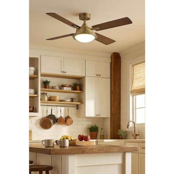 Collier 54 in. Integrated LED Indoor Heritage Brass Ceiling Fan with Wall Switch