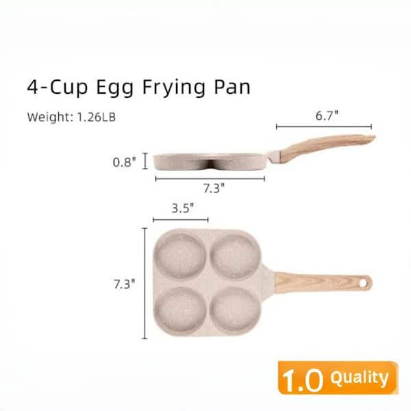 7.3 in. 4-Cup Nonstick Granite Omelette Skillet Pan Suitable for Gas Stove and Induction Cookware, Beige