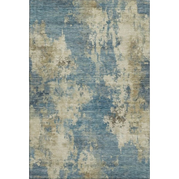 Mayfield Premium Machine Washable Abstract AMF2066 Blue 10 ft. x 14 ft. Area Rug