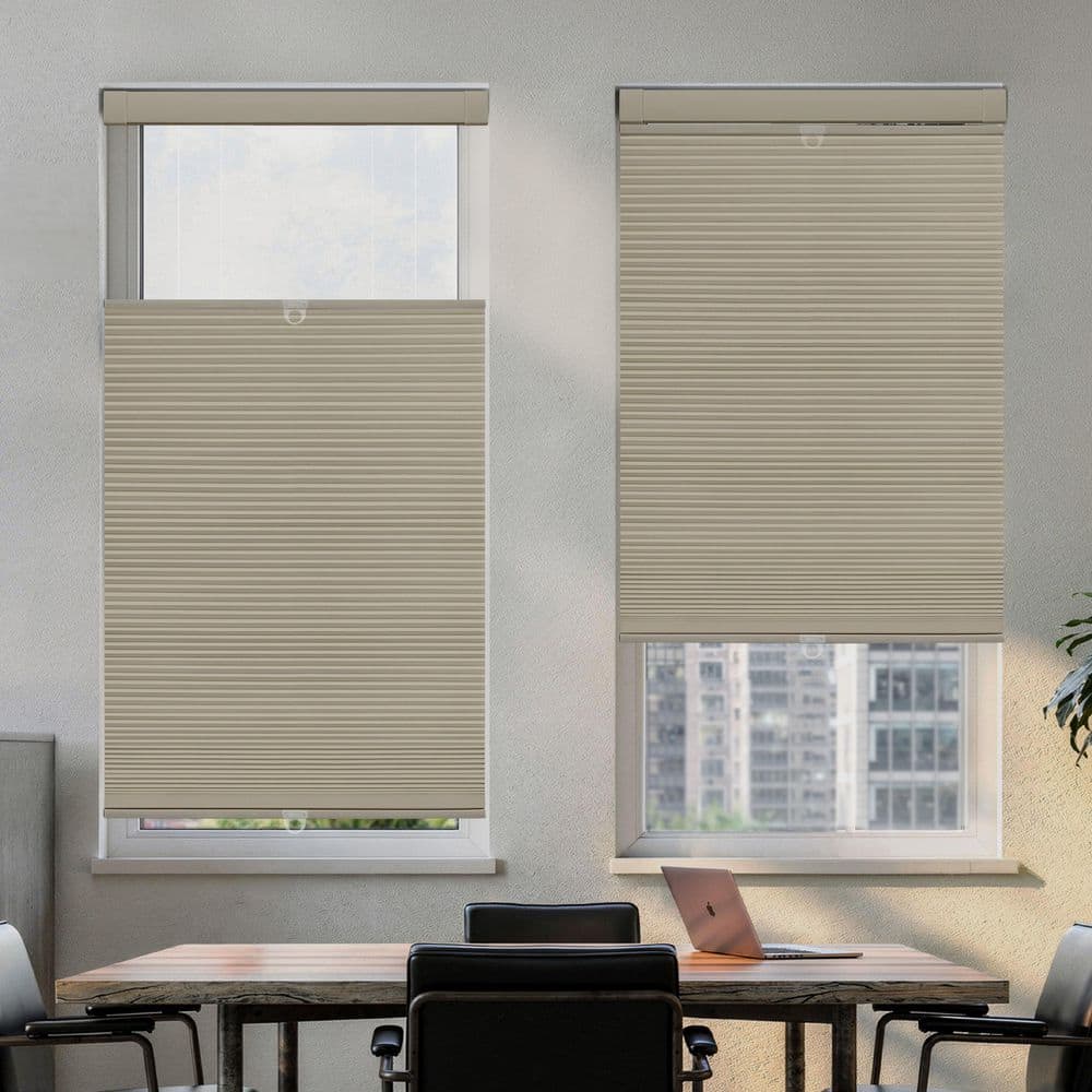 Beige Cordless Blackout Top Down Bottom Up No Drill No Tool Polyester Cellular Shades - 26 in. W x 48 in. L price history on PriceWatchPro