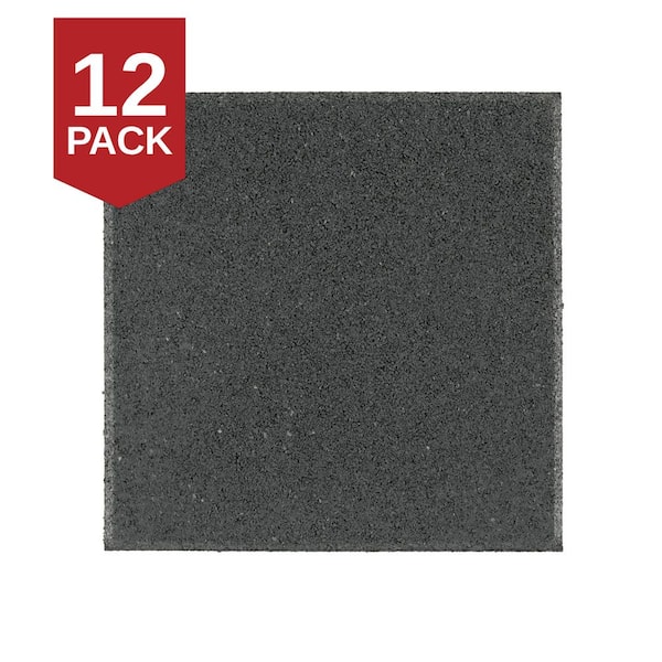 12 in. x 12 in. x 1/2 in. Gray Square Rubber Paver (12-Pack)