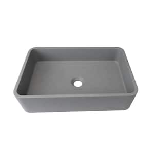 Gray Concrete Rectangle Vessel Sink Counter Mounted Type Bathroom Sink