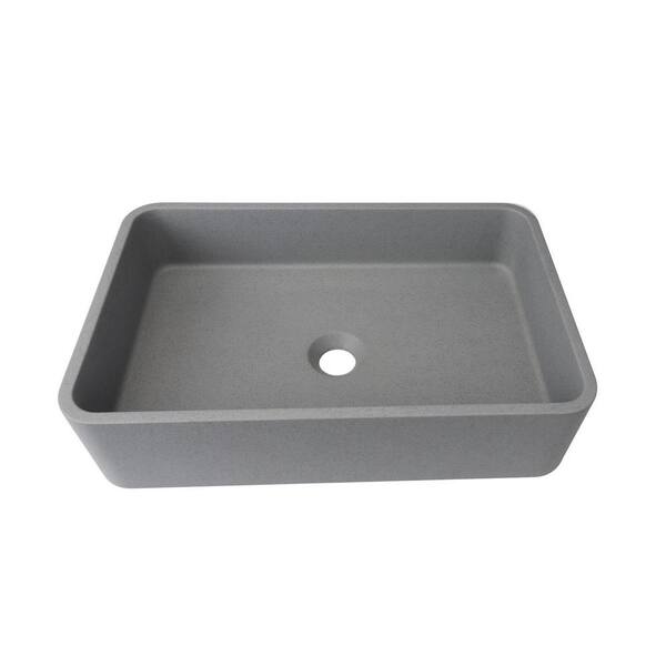 JASIWAY Gray Concrete Rectangle Vessel Sink Counter Mounted Type