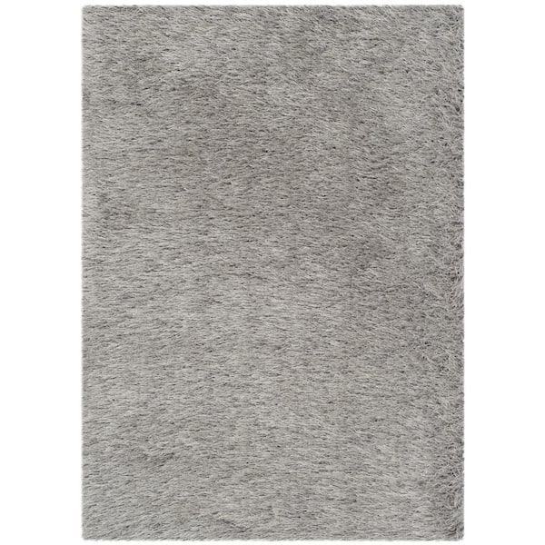 SAFAVIEH Venice Shag Silver Doormat 3 ft. x 5 ft. Solid Area Rug