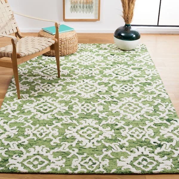 Blossom Green/Ivory 8 ft. x 10 ft. Floral Antique Area Rug