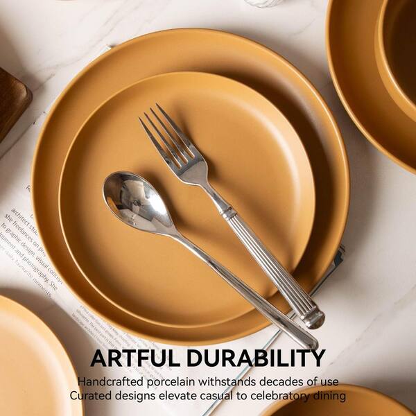 Tahanbath 12 Piece Stackable Dinnerware Set-Non Toxic Matte Glaze