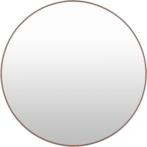 Aranya Modern Accent Mirror, Dark Brown, 32 in. H x 32 in. W x 1 in. D