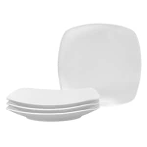 Colorscapes White-on-White Swirl 8.25 in. (White) Porcelain Square Salad Plates, (Set of 4)