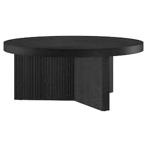 Holm 36 in. Black Grain Round MDF Top Coffee Table