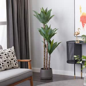 60 in. H Dracaena Artificial Tree with Realistic Leaves and Black Plastic Pot