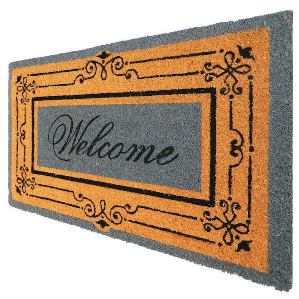 Embossed Boho Natural Coco Coir Non-slip Welcome Door Mat for Home