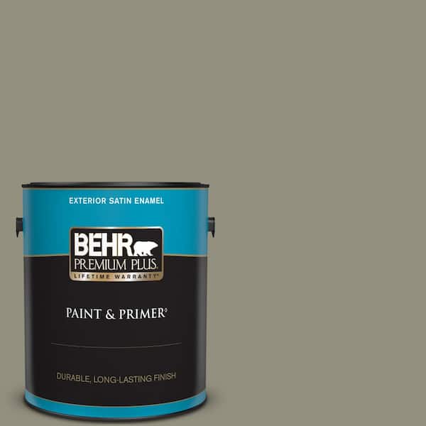 BEHR PREMIUM PLUS 1 gal. #N350-5 Muted Sage Satin Enamel Exterior Paint & Primer
