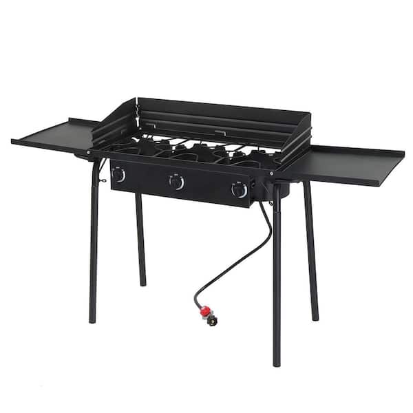 3- Burner Portable Tabletop Propane Gas Grill in Black