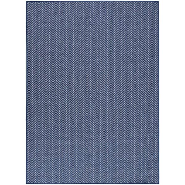 Nourison Horizon Navy 5 ft. x 7 ft. Indoor/Outdoor Geometric Contemporary Area Rug