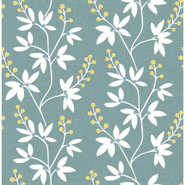 A-Street Prints Linnea Elsa Teal Botanical Trail Strippable Wallpaper (Covers 56.4 sq. ft.)