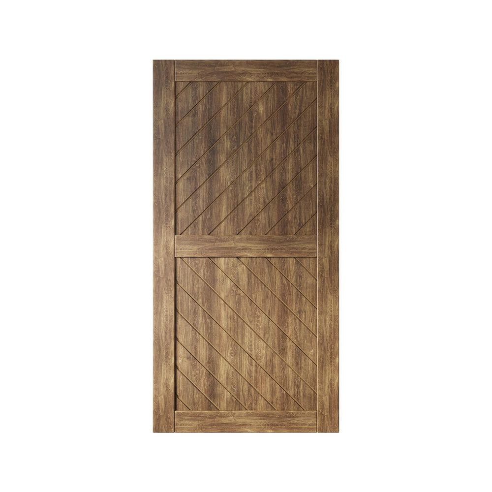 XT3 36 in. x 80 in. C-Panel Solid Core Dark Walnut Slanted Stripe Design Pine Wood Interior Sliding Barn Door Slab price history on PriceWatchPro