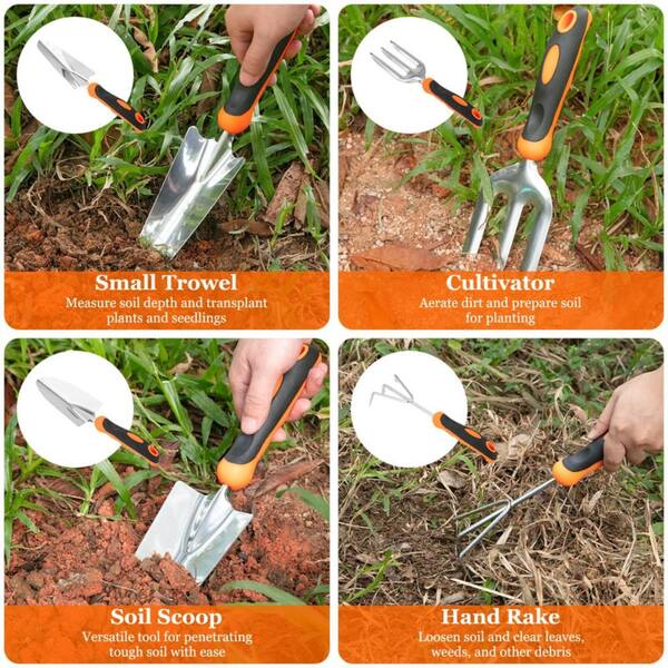 Stainless Steel Gardening Tool Set with Non Slip Grips and Oxford