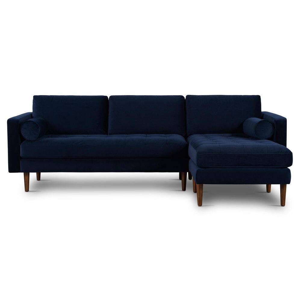 Poly and Bark Napa Fabric RightFacing Sectional Sofa in Navy Velvet LR