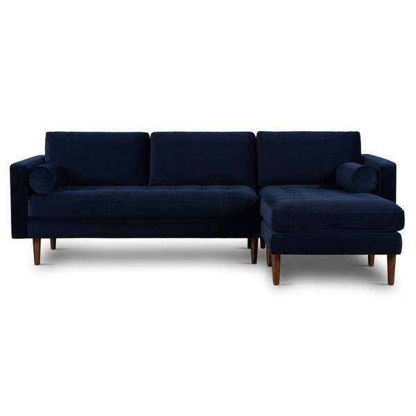 Poly and Bark Napa Fabric Right-Facing Sectional Sofa in Navy Velvet LR ...