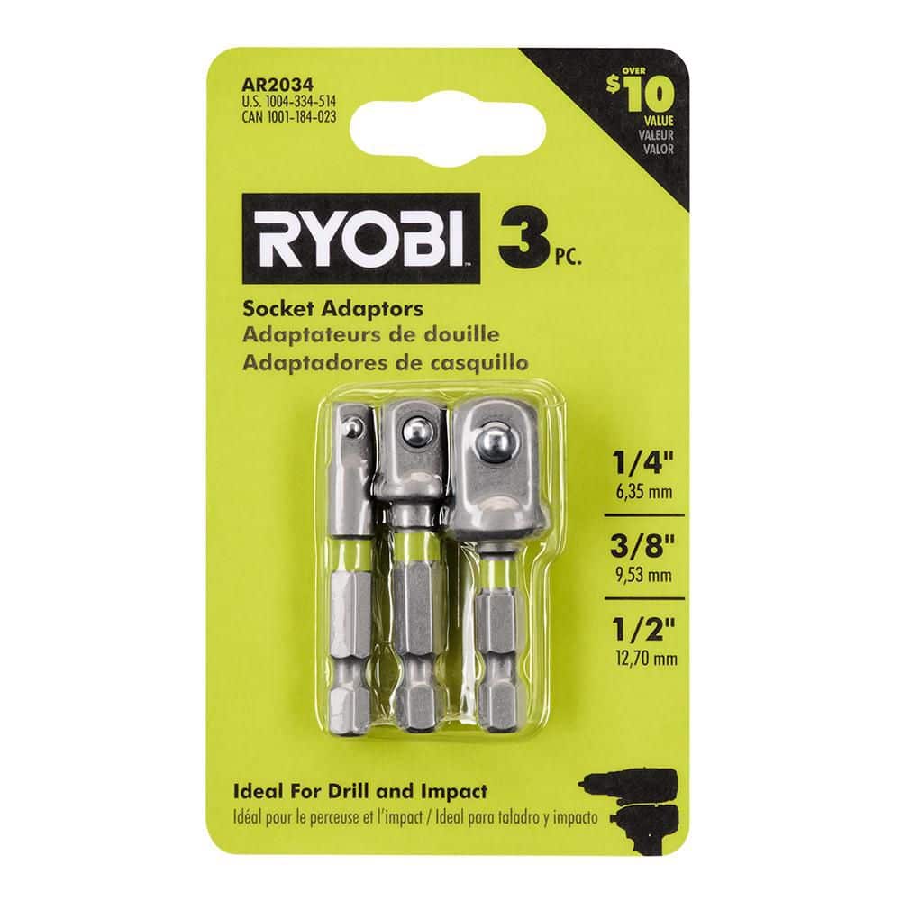 RYOBI Impact Rated Socket Adaptor Set (3-Piece) AR2034 - The Home