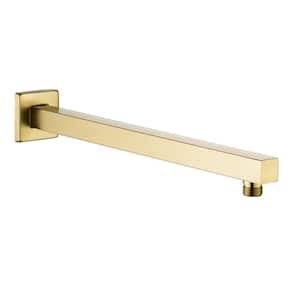 16 in. Square Wall Mount Shower Arm and Flange in Brushed Gold
