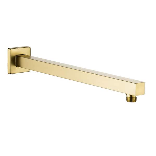 RAINLEX 16 in. Square Wall Mount Shower Arm and Flange in Brushed Gold