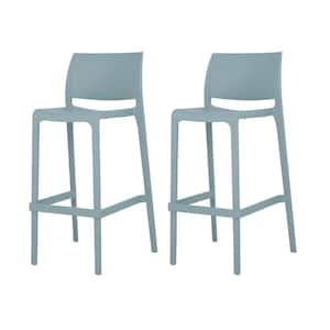 Sensilla Baby Blue 40.60 in. Low Back Resin Stackable Bar Stool (Set of 2)