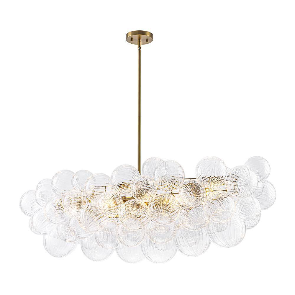 Seraphina 46.1 in. 8-Light Modern Brushed Gold Cluster Layered Chandelier with Ribbed Clear Glass Globes Shade price history on PriceWatchPro