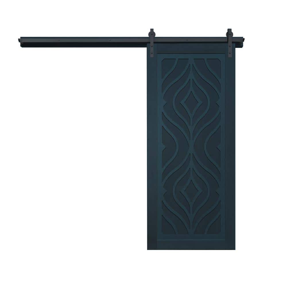 30 in. x 84 in. Zaftig Sway Admiral Wood Sliding Barn Door with Hardware Kit in Black price history on PriceWatchPro