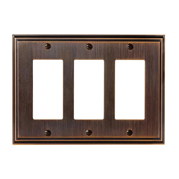 Amerock Bronze 3-Gang Decorator/Rocker Wall Plate (1-Pack)