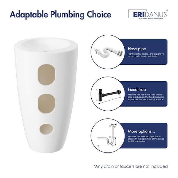 Gibbous Vitreous China 33 in. Circular Pedestal Sink with Faucet Hole and Overflow in Crisp White