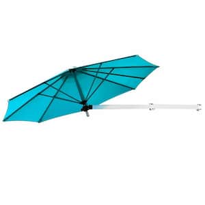 8 ft. Aluminum Cantilever Telescopic Folding Sun Shade Tilt Patio Umbrella in Blue