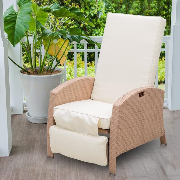 Outsunny Beige Adjustable Recliner, Resin Recliner Chair White