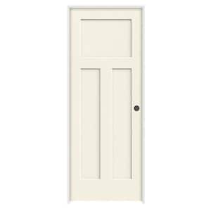 32 in. x 80 in. Craftsman Vanilla Painted Left-Hand Smooth Solid Core Molded Composite MDF Single Prehung Interior Door