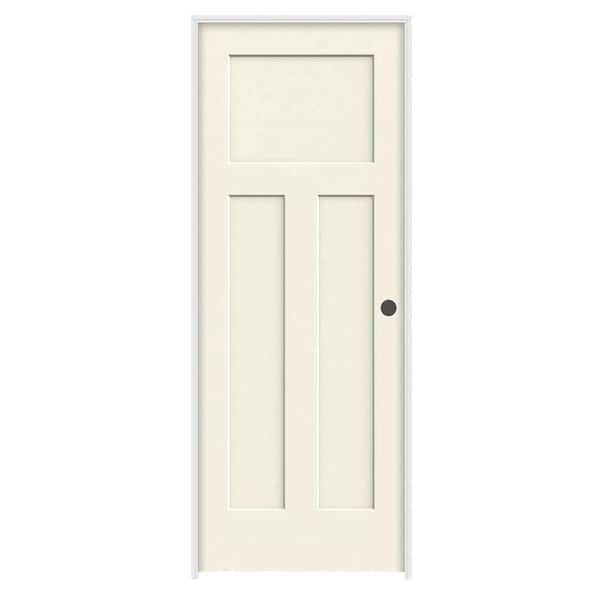 JELD-WEN 32 in. x 80 in. Craftsman Vanilla Painted Left-Hand Smooth Solid Core Molded Composite MDF Single Prehung Interior Door