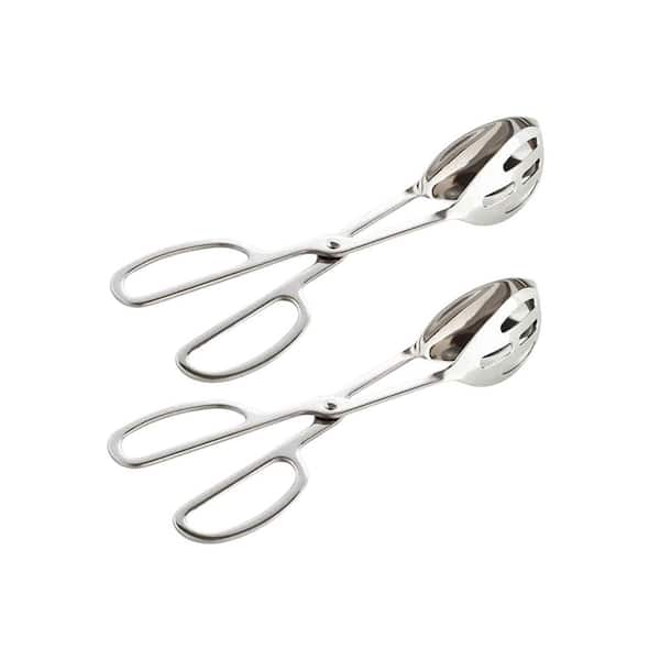 Silver Buffet Party Serving Tongs Stainless Steel Kitchen Accessories Non-Slip Grip Heavy-Duty 2 Pack