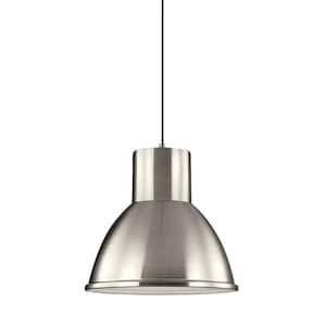 Division Street 15 in. W. 1-Light Brushed Nickel Pendant