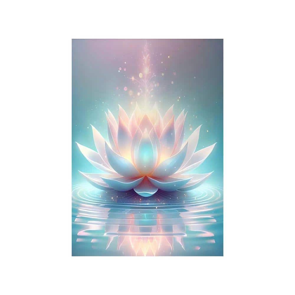 White and Blue Lotus Flower Bloom Unframed Canvas Art Print 32 in. x 24 ...