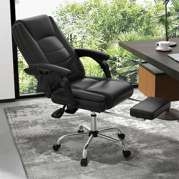 Black Polyester Massage Adjustable Executive Chair 400 lbs. Big and Tall Office Chair