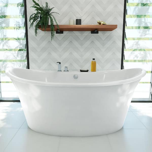 Montego 66 in. x 36 in. Acrylic Freestanding Flatbottom Soaking Bathtub in White