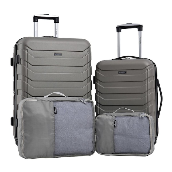 Wrangler 4-Piece Taupe Hardside Verticals and 2-Packing Cubes Luggage ...