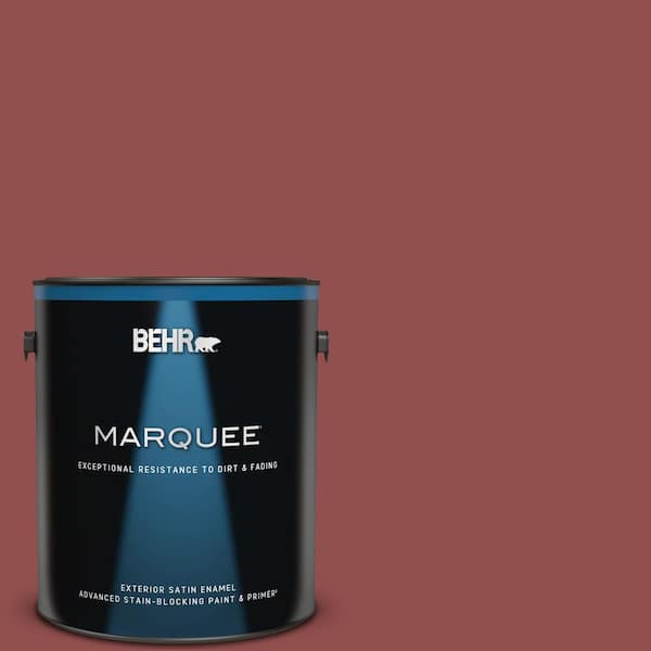 BEHR MARQUEE 1 gal. #PPU1-08 Pompeian Red Satin Enamel Exterior Paint & Primer