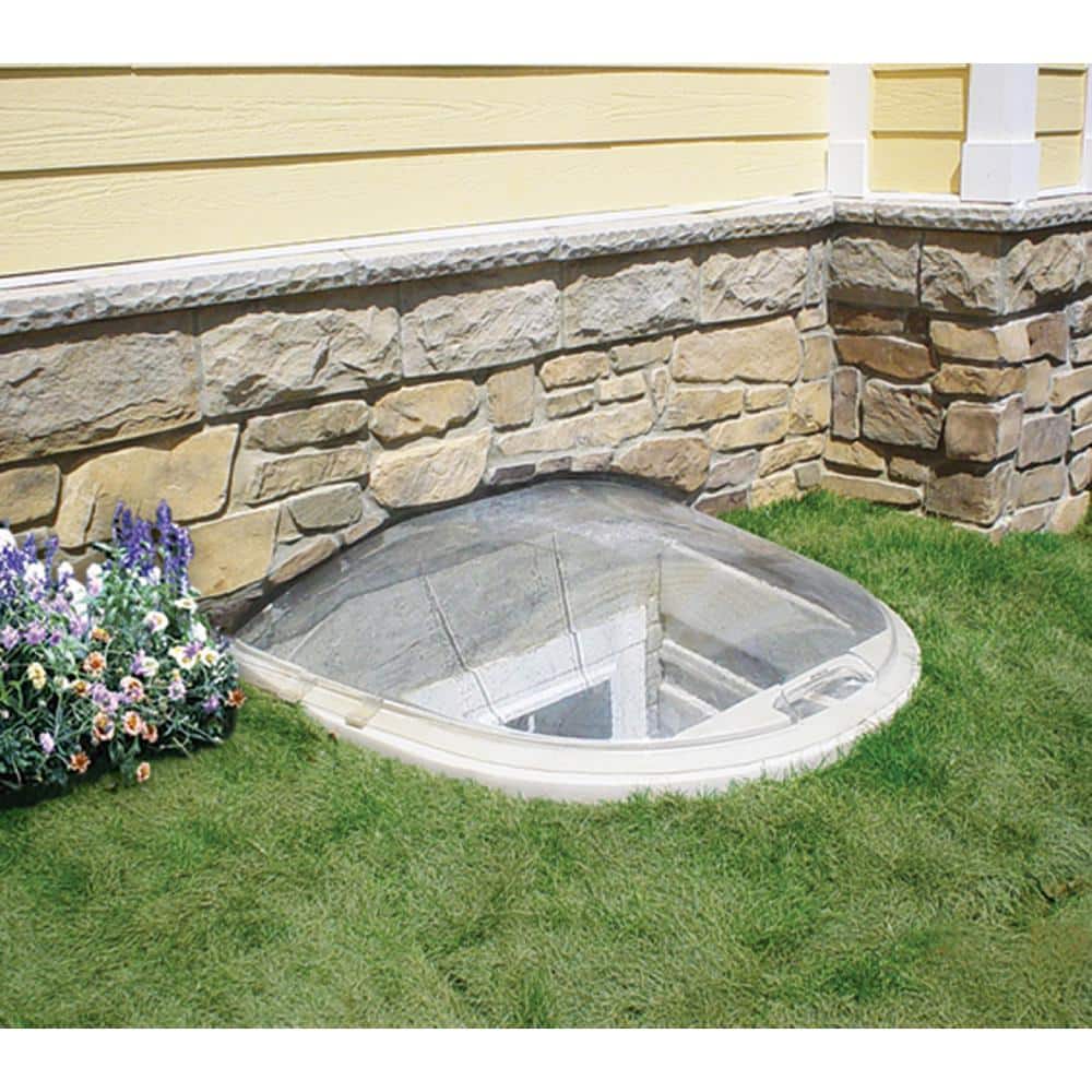 Clear Polycarbonate Round U-Shape Window Well Cover, 55" x 37" x 8"