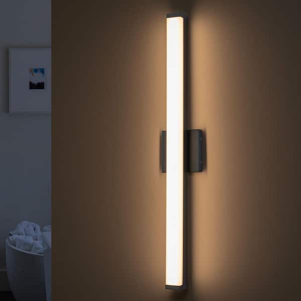 24 in. Satin Nickel LED Vanity Light Bar Wall Sconce with White Acrylic Shade