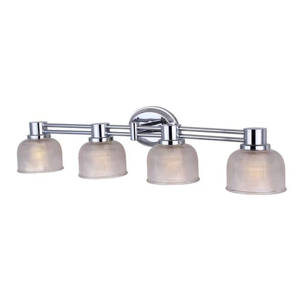 CANARM Anderson 4-Light Chrome Vanity Light with Clear Textured Glass