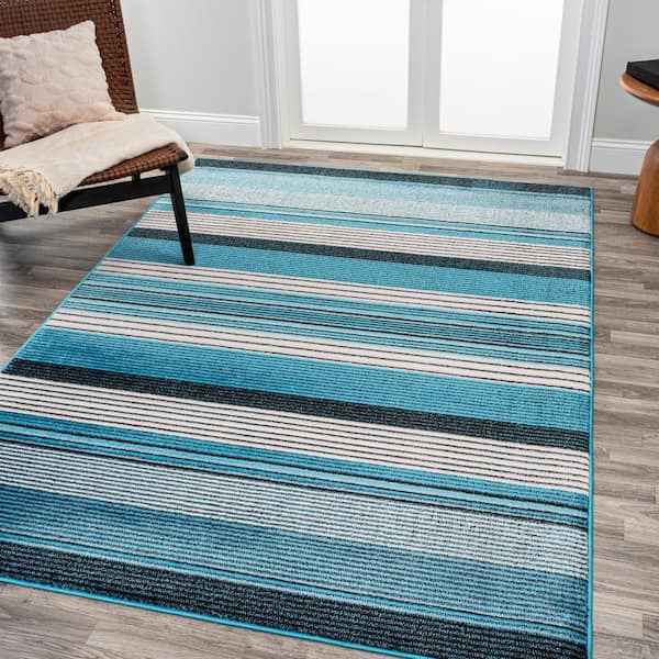 JONATHAN Y Duxbury Blue/Navy 4 ft. x 6 ft. Gradient Ticking Striped Area Rug