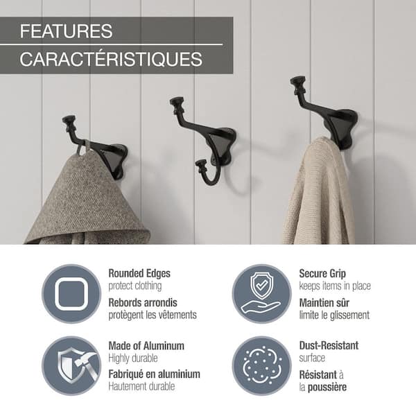 Nystrom 4-3/16 in. (107 mm) Matte Black Classic Wall Mount Hook